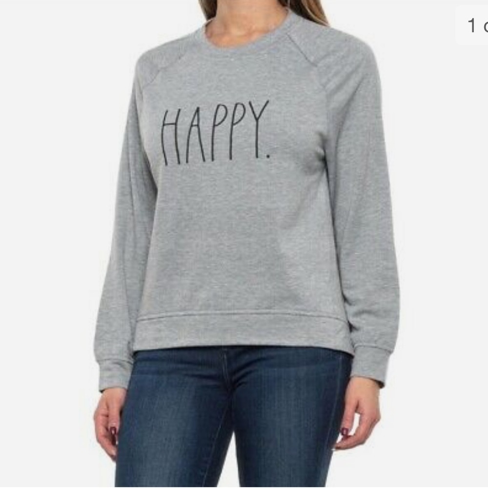 Rae Dunn “HAPPY” Studio Raglan Grey Sweatshirt